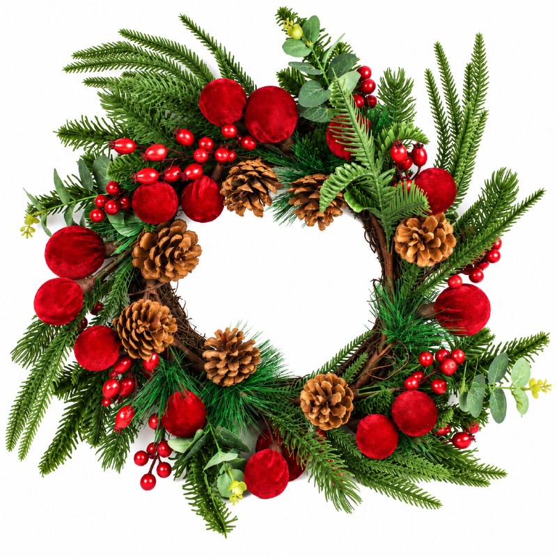 Picture of Christmas Door Wreath Velvet Buable 55cm